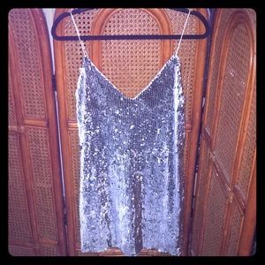 Sequence spaghetti strap mini Dress.